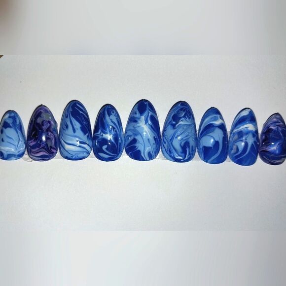 Hand crafted custom print 10pc short acrylic press on nails sz Small - Picture 7 of 7